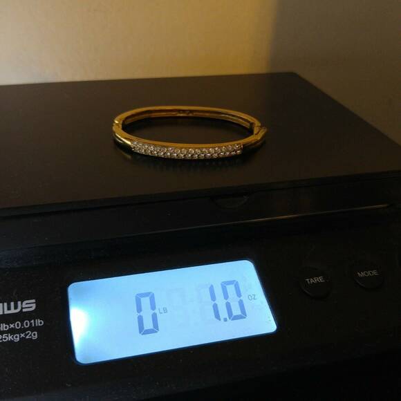 Vintage Swarovski Crystal Rhinestone Hinged Bangle Bracelet, Gold Plated, 1990s - Picture 9 of 10